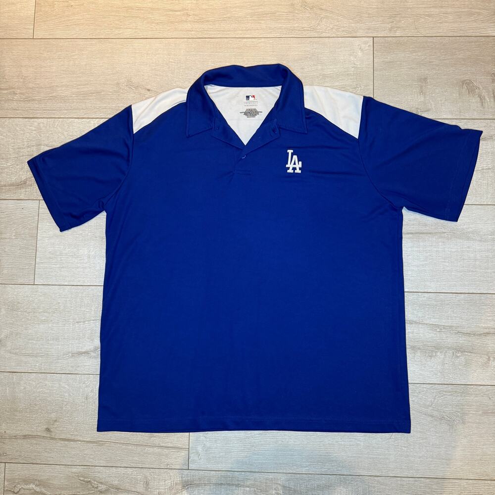 MLB Genuine Merchandise LA Dodgers Polo Shirt Mens 2XL Blue Short Sleeve SP13